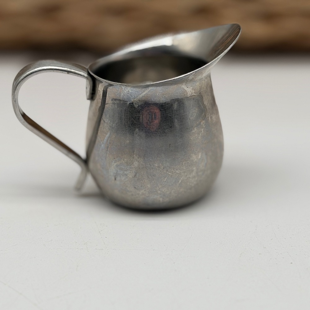 Vintage Stainless Steel Mini Creamer Individual Milk Pitcher 2 Inch Silver